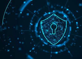 A digital shield icon representing comprehensive cybersecurity protection